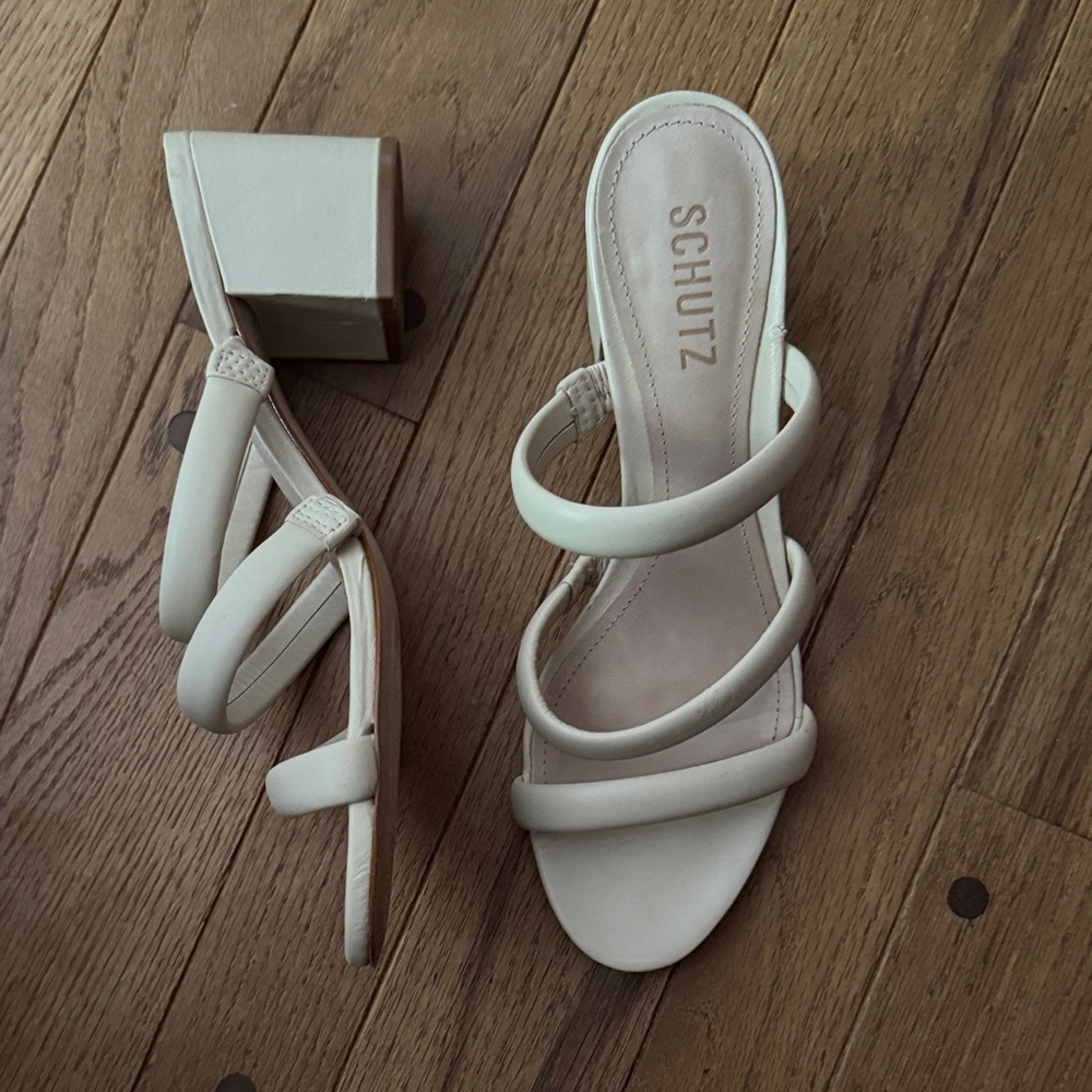 SCHUTZ Women's Ivory Strappy Heels 8.5